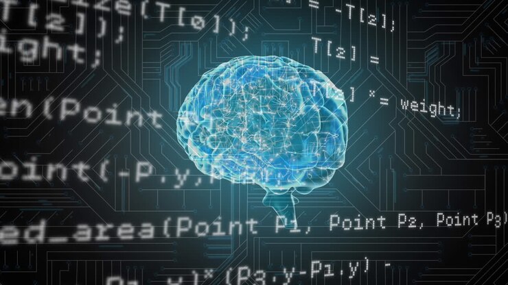 Glowing brain and computer circuit board