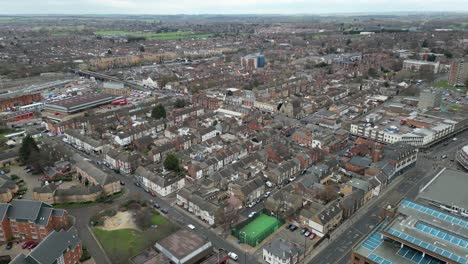 Calles-Y-Caminos-Bedford-Bedfordshire-Uk-Drone,-Aéreo,-Vista-Desde-El-Aire,-Vista-Panorámica