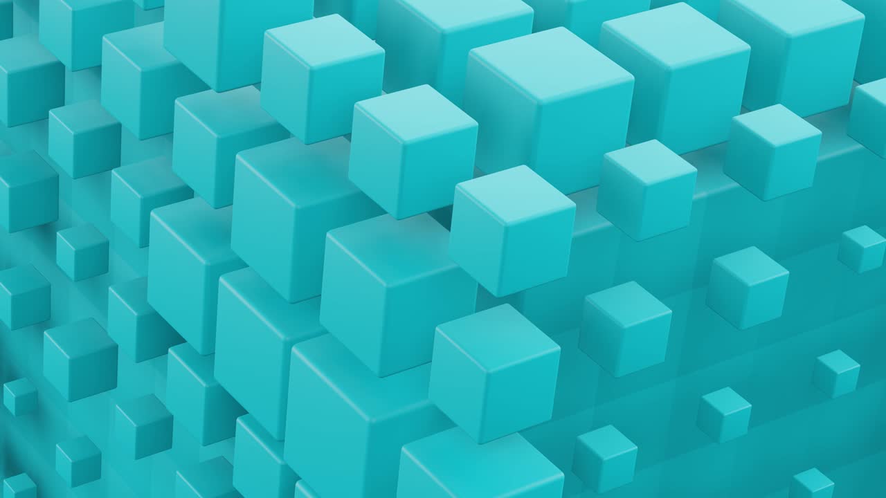 abstracto que satisface la geometría del cubo azul renderizado en 3d