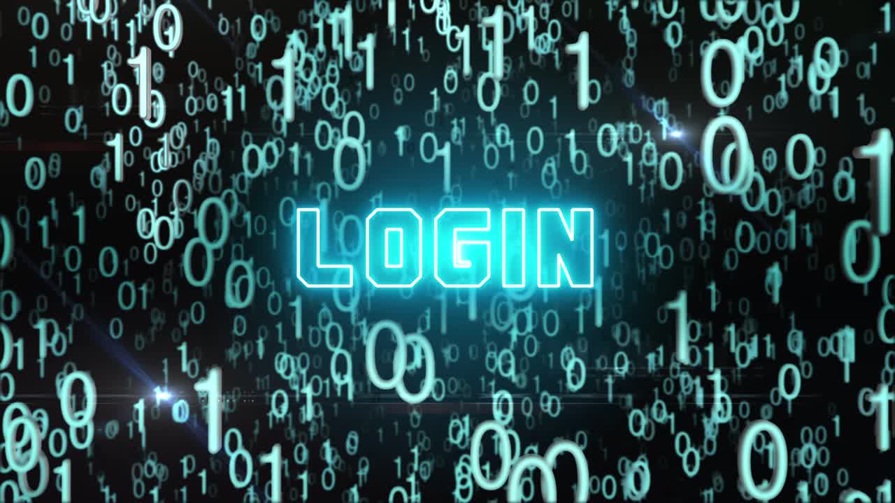 디지털 코드와 함께 파란색 로그인 개념