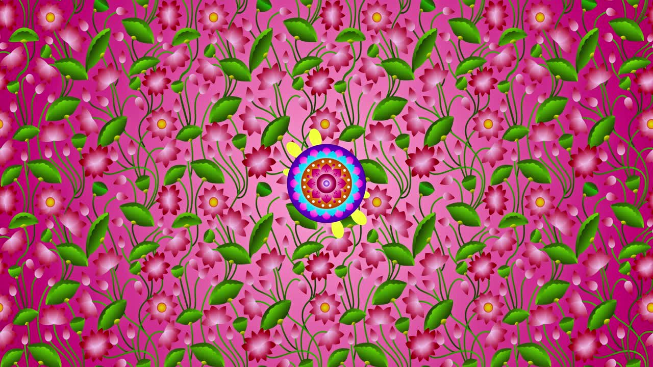 Red Color Vines And Flourishes Of Lotus Flower Plants And Sweet Blooming Motion Of Lotus Mandala Art Animation