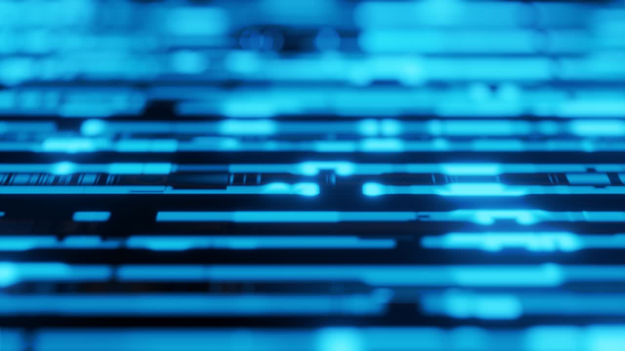 Digital transformation abstract motion glowing light circuit board in computer network background. Technology and science concept. 4K motion graphic footage video