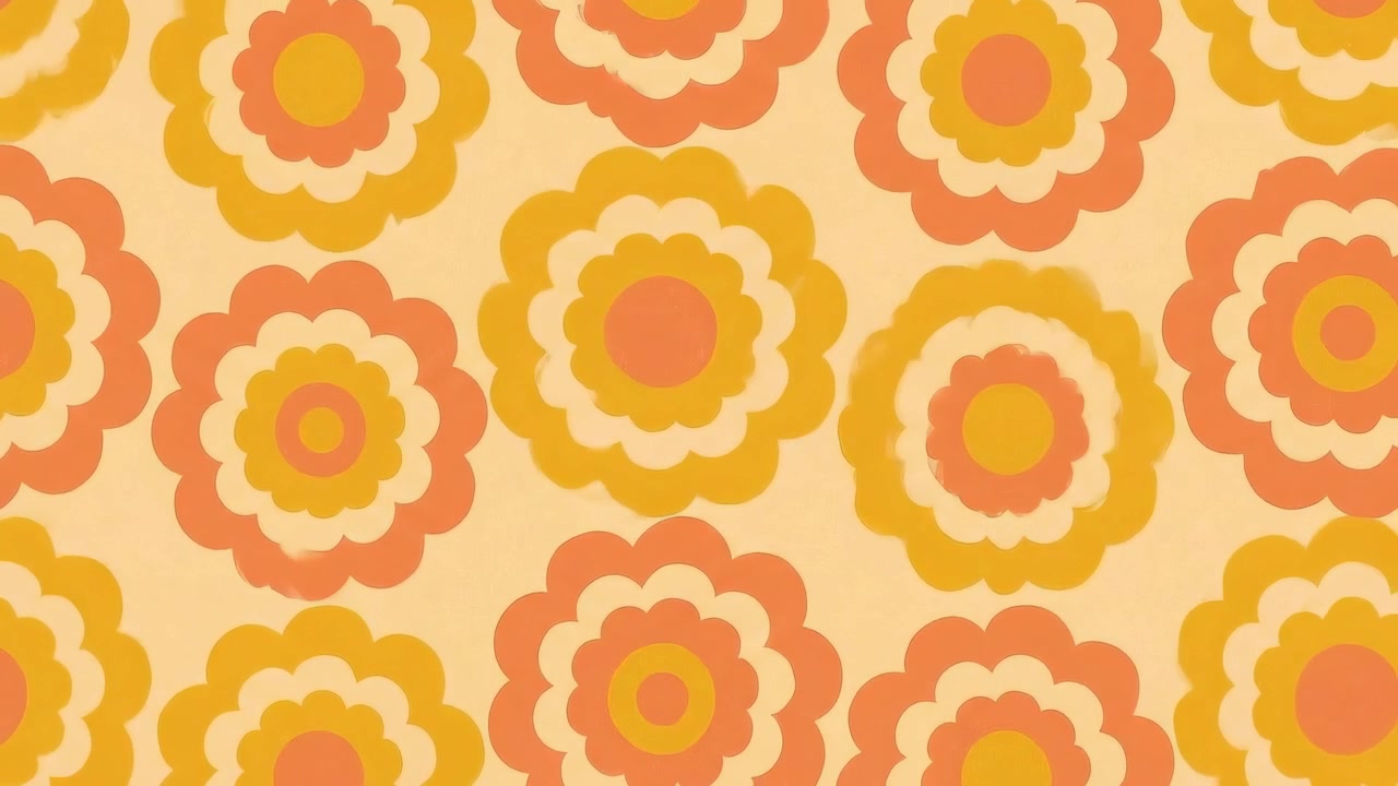 Animação de Padrão Floral Estilo Retrô Anos 70