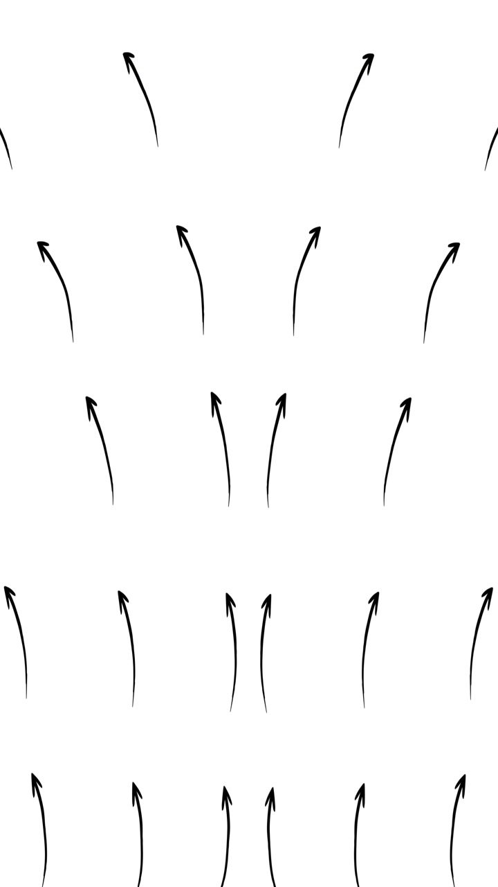Minimal curved arrow motion background with black upward signs on white space repeated graphic