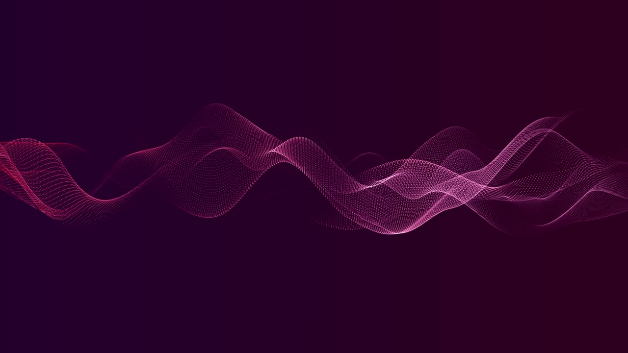 fondo de onda púrpura abstracto. fondo de big data tecnológico. movimiento del flujo de datos digitales. onda de partículas de big data. onda futurista de puntos. fondo cibernético o tecnológico. bucle sin costuras 4k