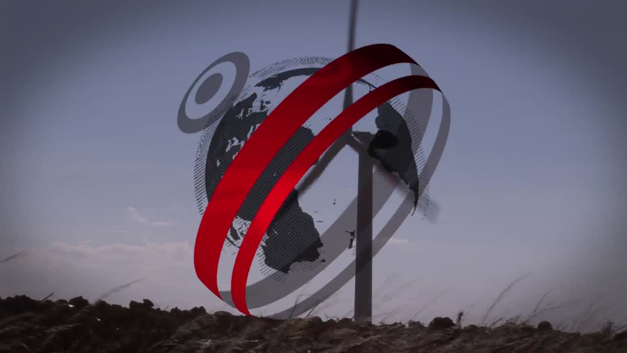 animación del globo sobre la turbina eólica