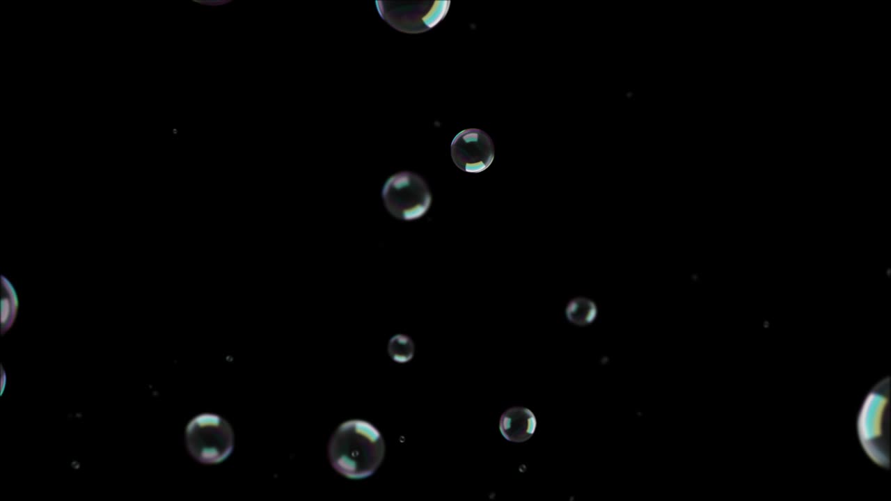 varias burbujas de aire en el agua que se elevan en cámara lenta 4k 3d animación de bucle de pantalla verde