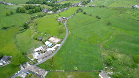 4k drone flight spring time over yorkshire farms and house