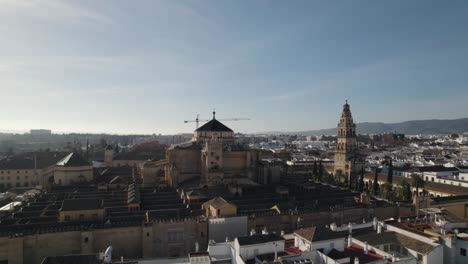 aerial pan at the moorish-style mosque-cathedral of cordoba; spain