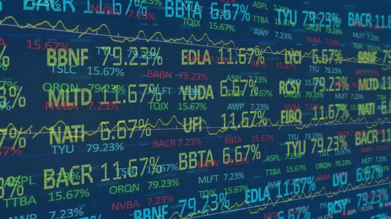 Animation of financial data processing over screens