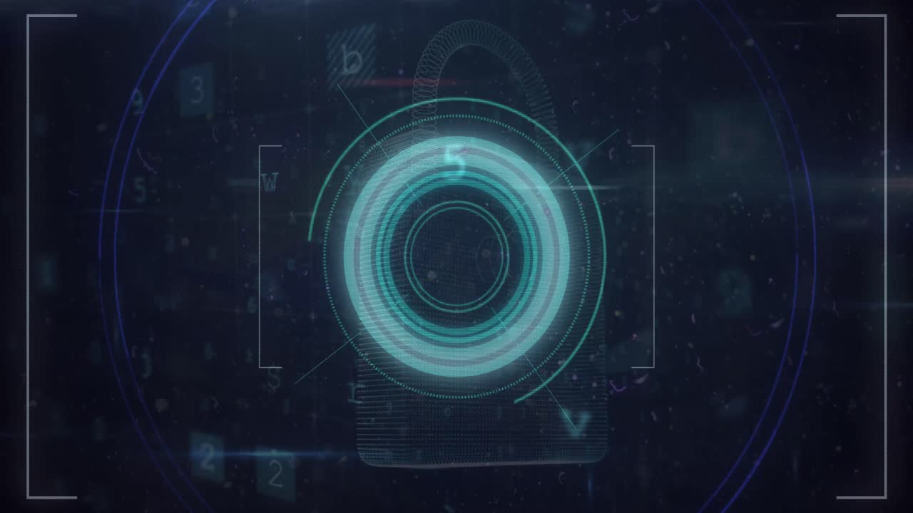 Animation of data processing and scan scoping over dark background