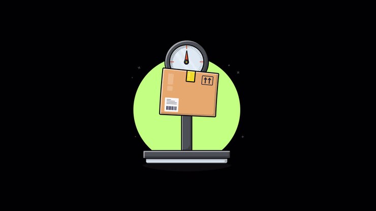 Cartoon Animation of a Cardboard Box Being Weighed on a Scale