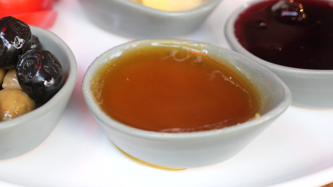 Turkish Breakfast Spread with Honey, Butter, and Jam