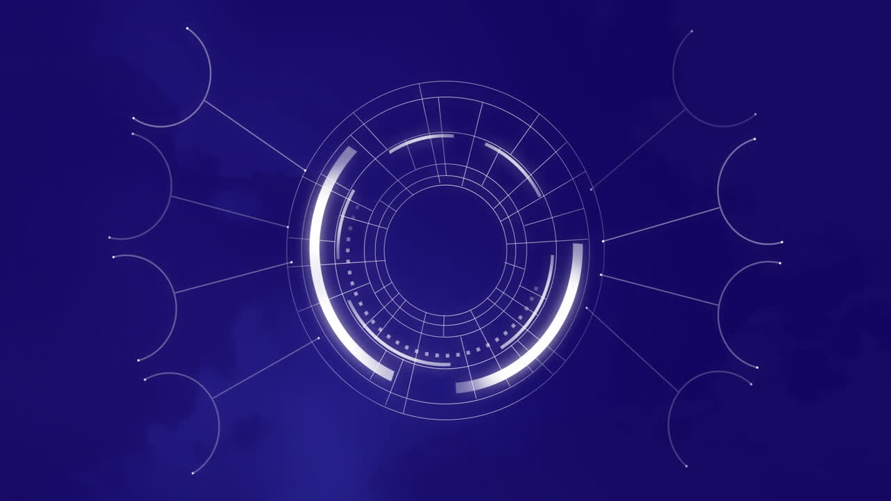 Animation of scope scanning and connections over blue background