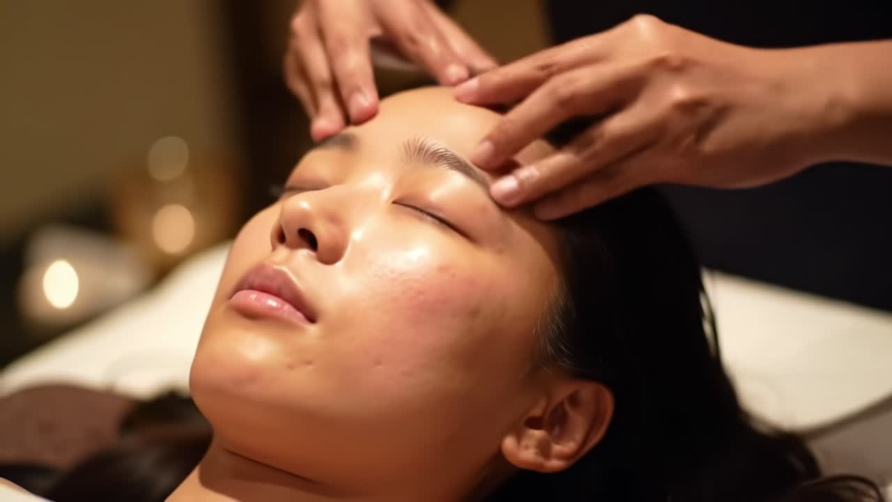 Relaxation and Serenity in a Spa: Capturing the Tranquil Moments of a Pampering Session Focused on Facial and Scalp Treatments for Total Rejuvenation
