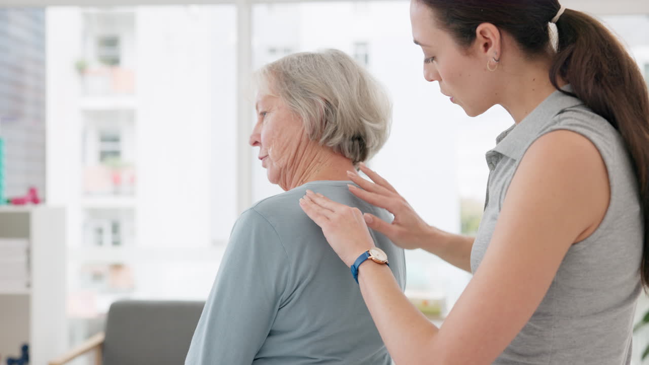 Woman, physiotherapy and rehabilitation