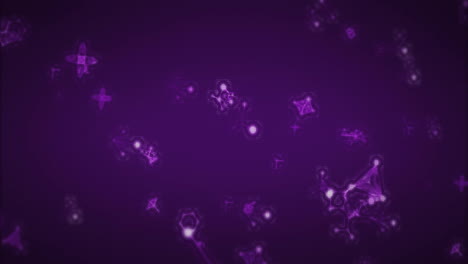 animation of spots and molecules floating on black background
