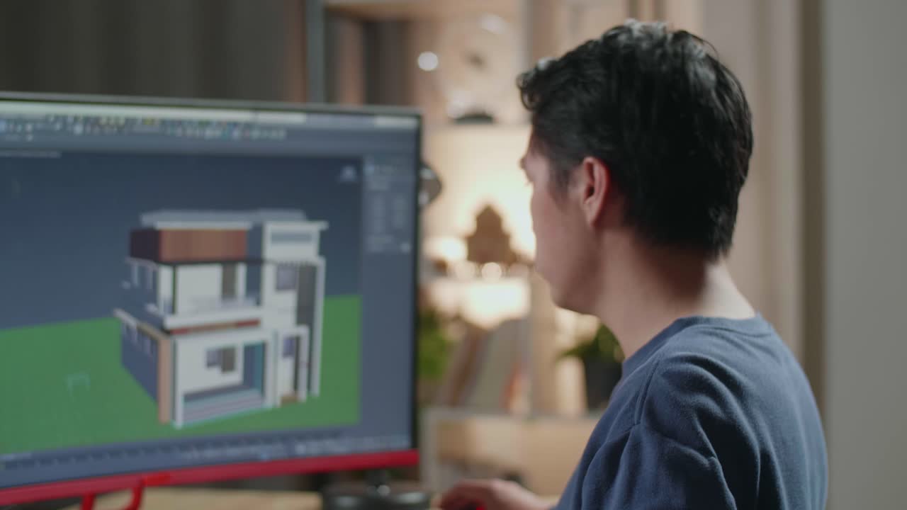 стрессовый архитектор, работающий над дизайном дома.