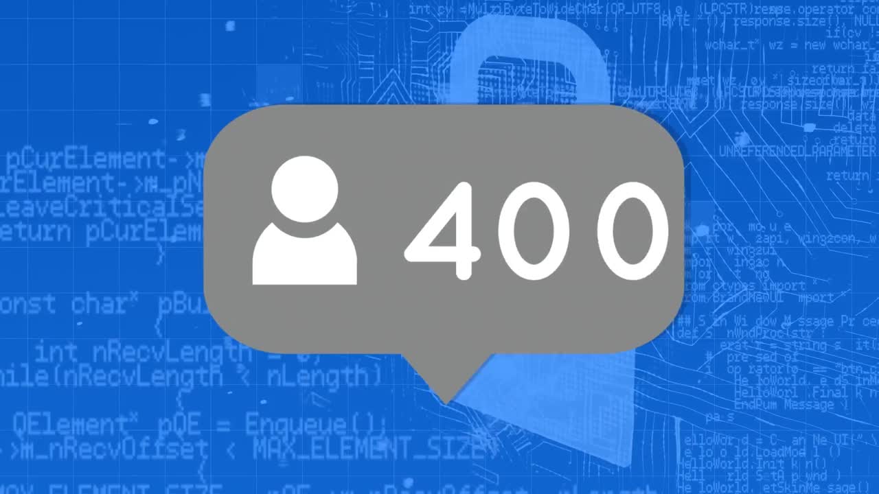 파란색 배경에 데이터 처리를 통해 미디어 아이콘의 애니메이션