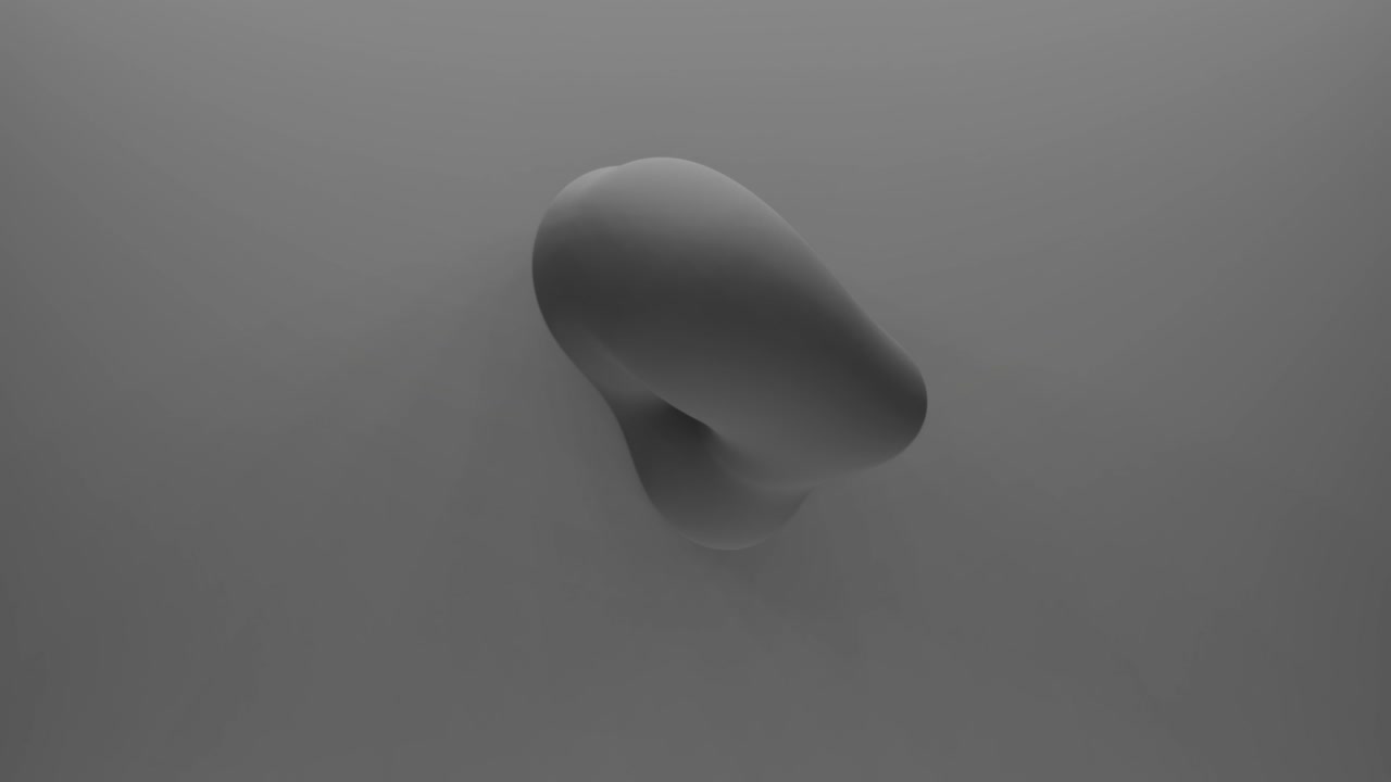 추상적인 구형 파동 변형 무작위 방향으로 회색 배경에 3d 렌더링, 무질서한 모양의 원활한 루프 변형, 미래 모양의 간단한 애니메이션