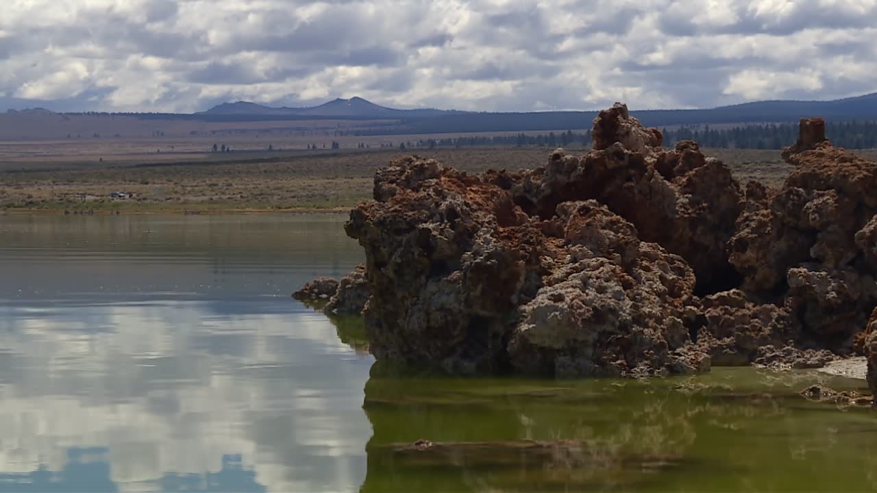 Formazioni di tufo del Mono Lake in un habitat lacustre alcalino, geologia della California