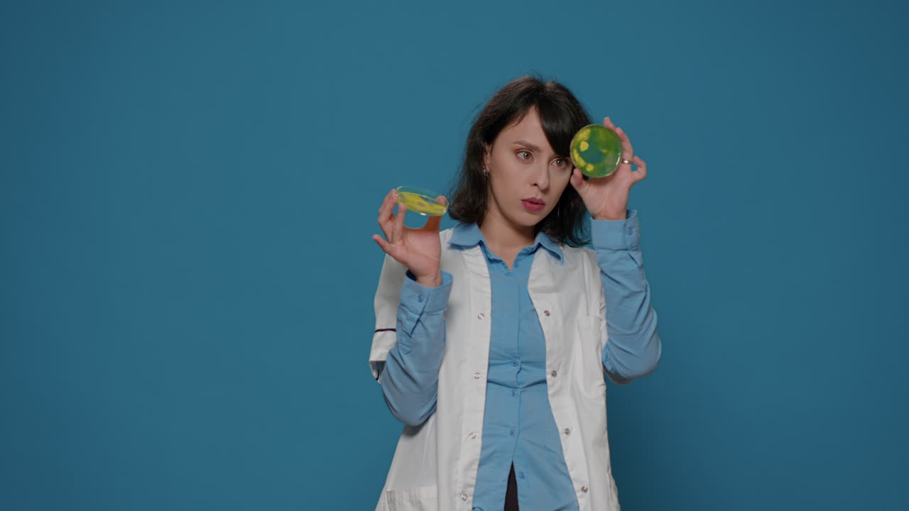 Scientific researcher analyzing dna substance in petri dish