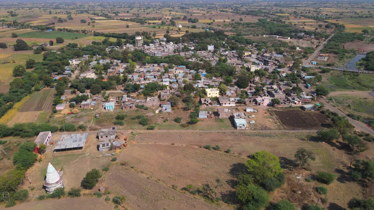 drone shot osmanabad ter India Maharashtra farms field in village daylight village