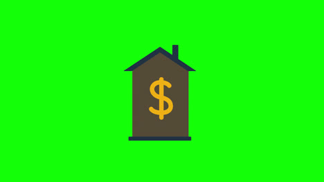 House-with-dollar-icon-loop-animation-with-alpha-channel,-transparent-background,-ProRes-444