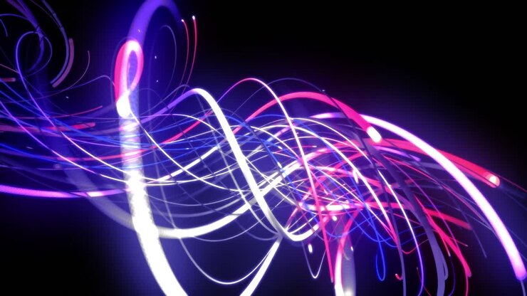 Animation of light trails over black background