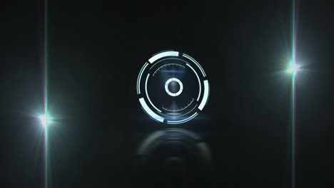 animation of white circles lines and clock moving over black background