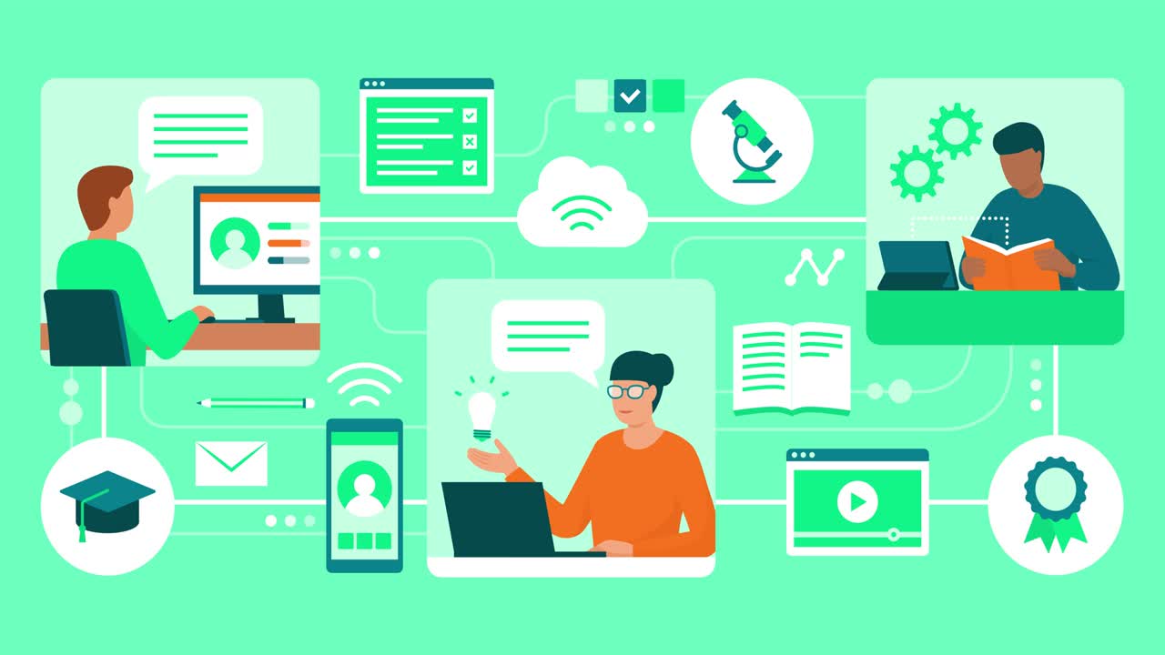 E-learning network with connected users