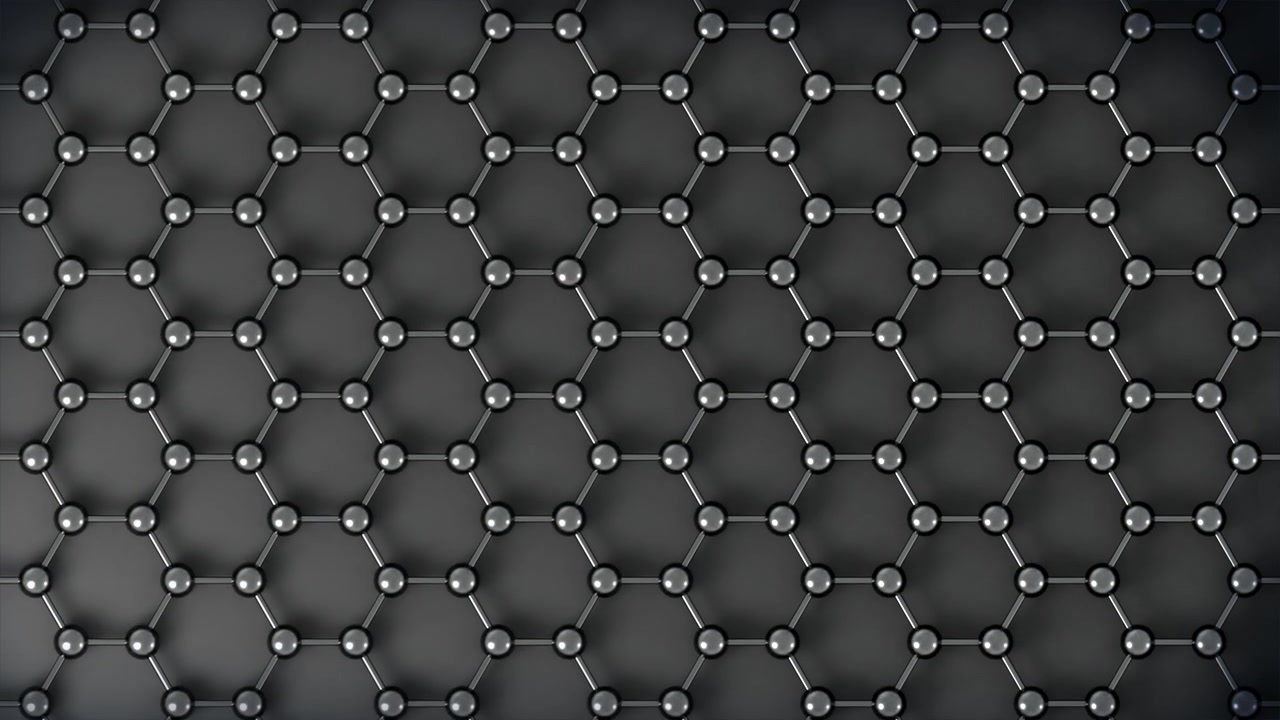 Graphene Honeycomb Structure tech nano loop Vertical Metal. This nano technology 3D animation represents engineering at the molecular level.