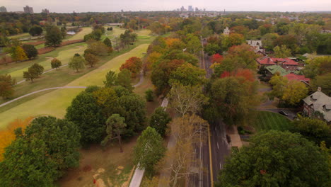 Aerial-push-down-Lindell-Blvd-in-St