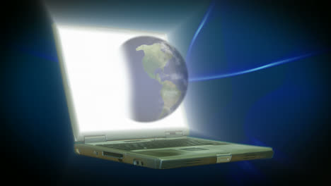 stock animation of a lap top with the globe