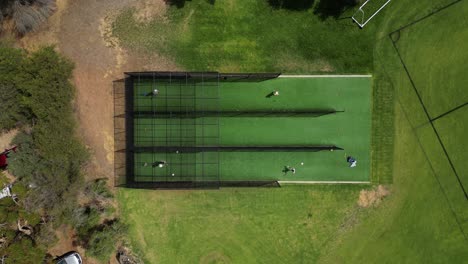 top down view of cricket training spot at park in perth city, western australia