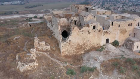 aerial view of a ruined castle