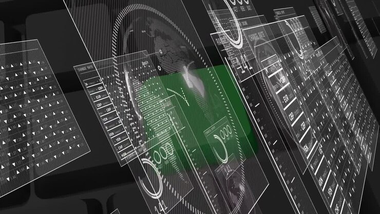 Animation of data processing over keyboard