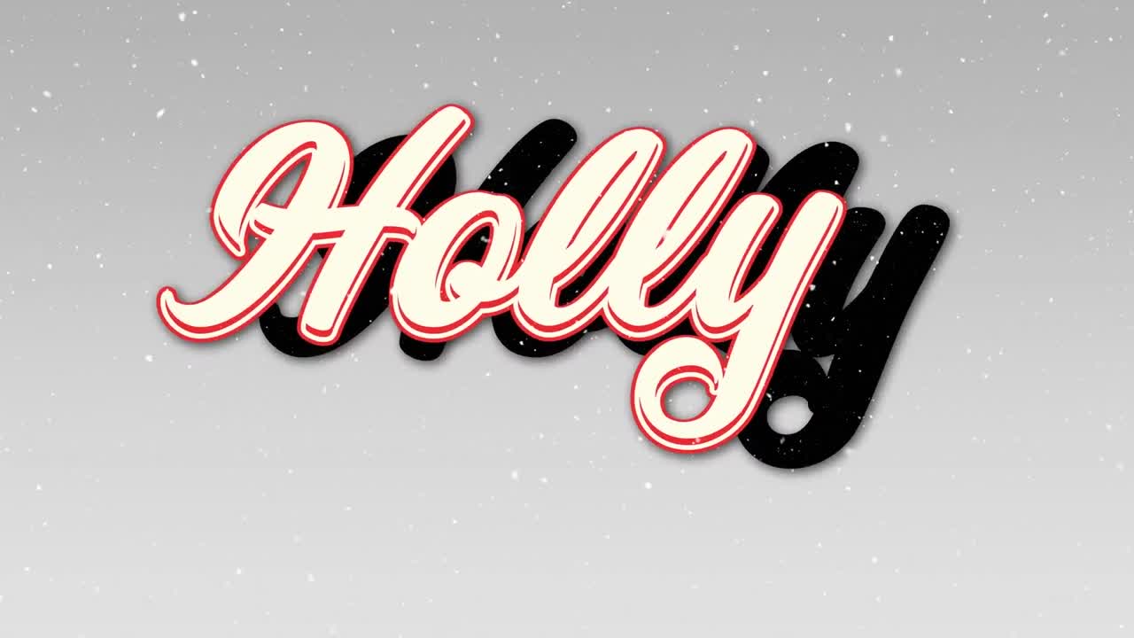 회색 배경에 홀리 텍스트 위에 눈이 떨어지는 애니메이션.