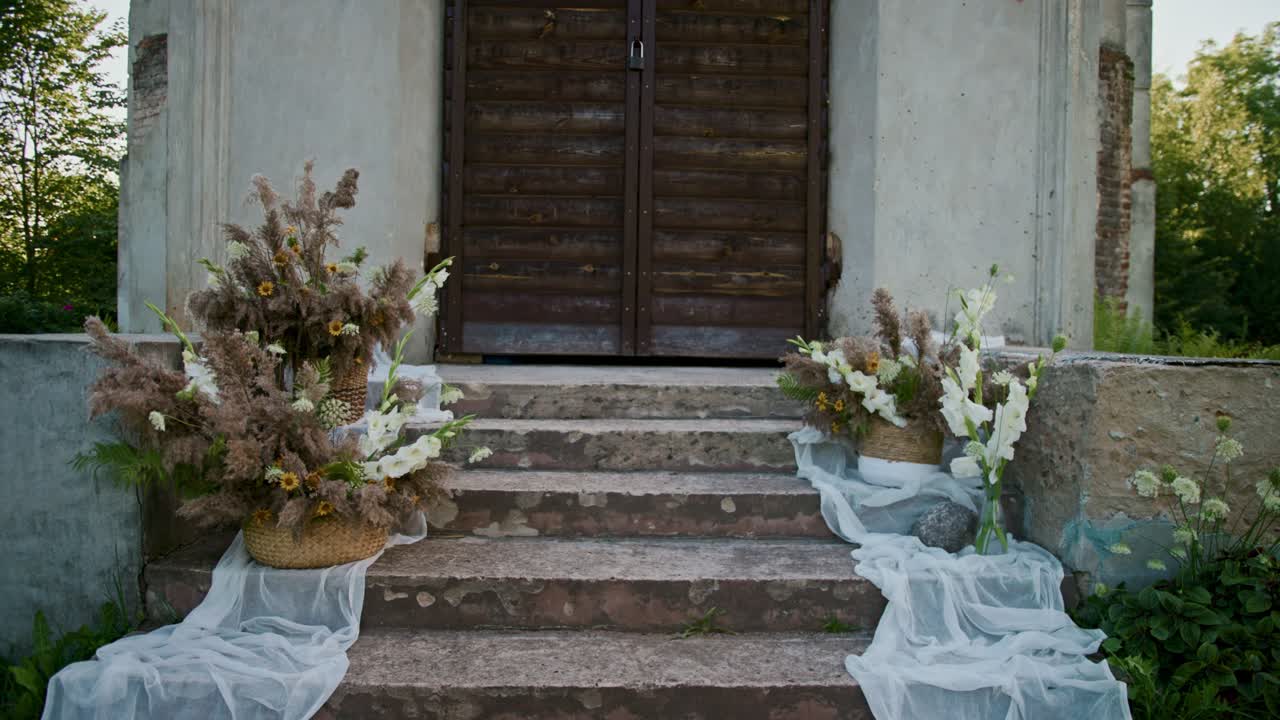 Wedding Decoration on Stone Stairs