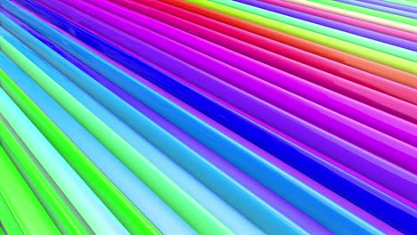 abstracto 3d sin costuras fondo brillante en 4k con cintas de arco iris. rayas multicolores arcoirís moverse cíclicamente en geometría simple estilo creativo de dibujos animados. animación suave en bucle. 26