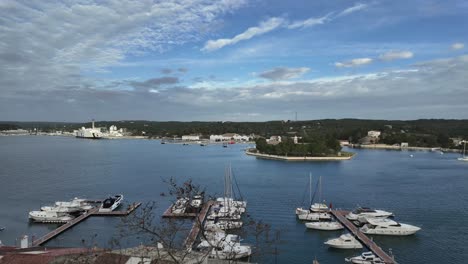 mahon bay, in menorca island, spain