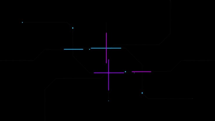Abstract Digital Circuit Lines Moving on Black Background