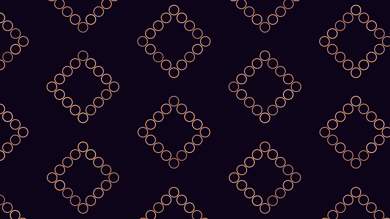 Neon futuristic cubes pattern with rainbow rings on black gradient