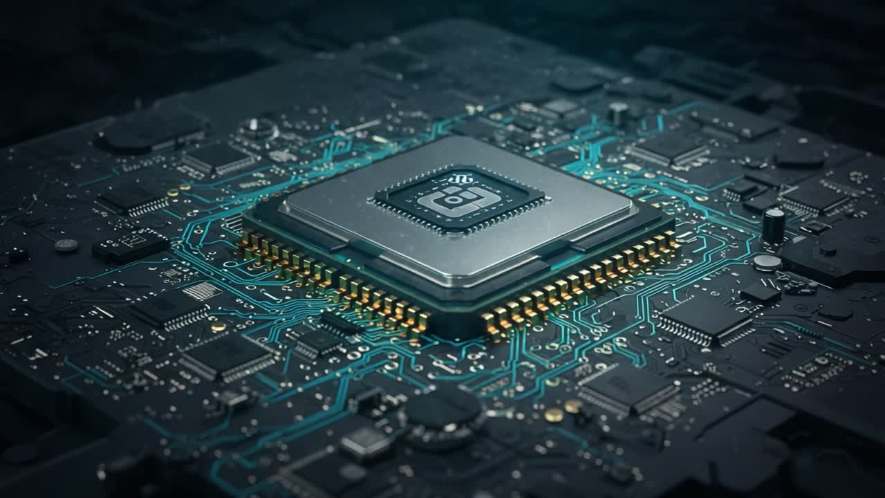 A Close-Up View of a High-Tech Microprocessor Chip Surrounded by Intricate Circuitry and Electronic Components, Showcasing Advanced Technology Designs