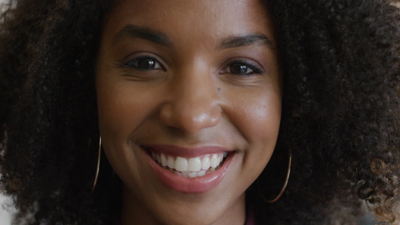 Portrait happy african american woman smiling