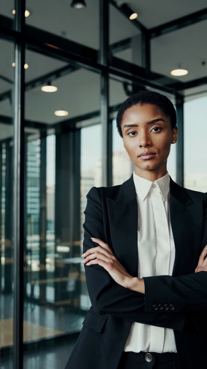 mujer de negocios confiada en una oficina moderna