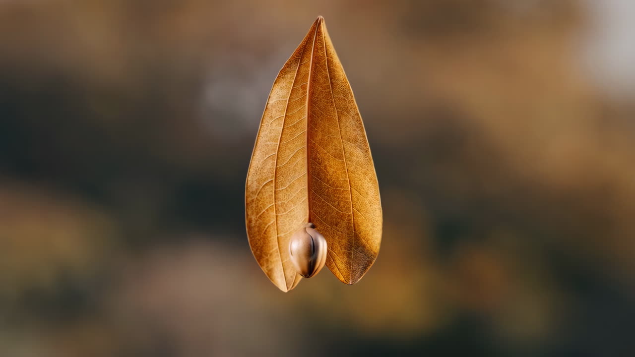 Delicate Water Droplet on a Dried Autumn Leaf