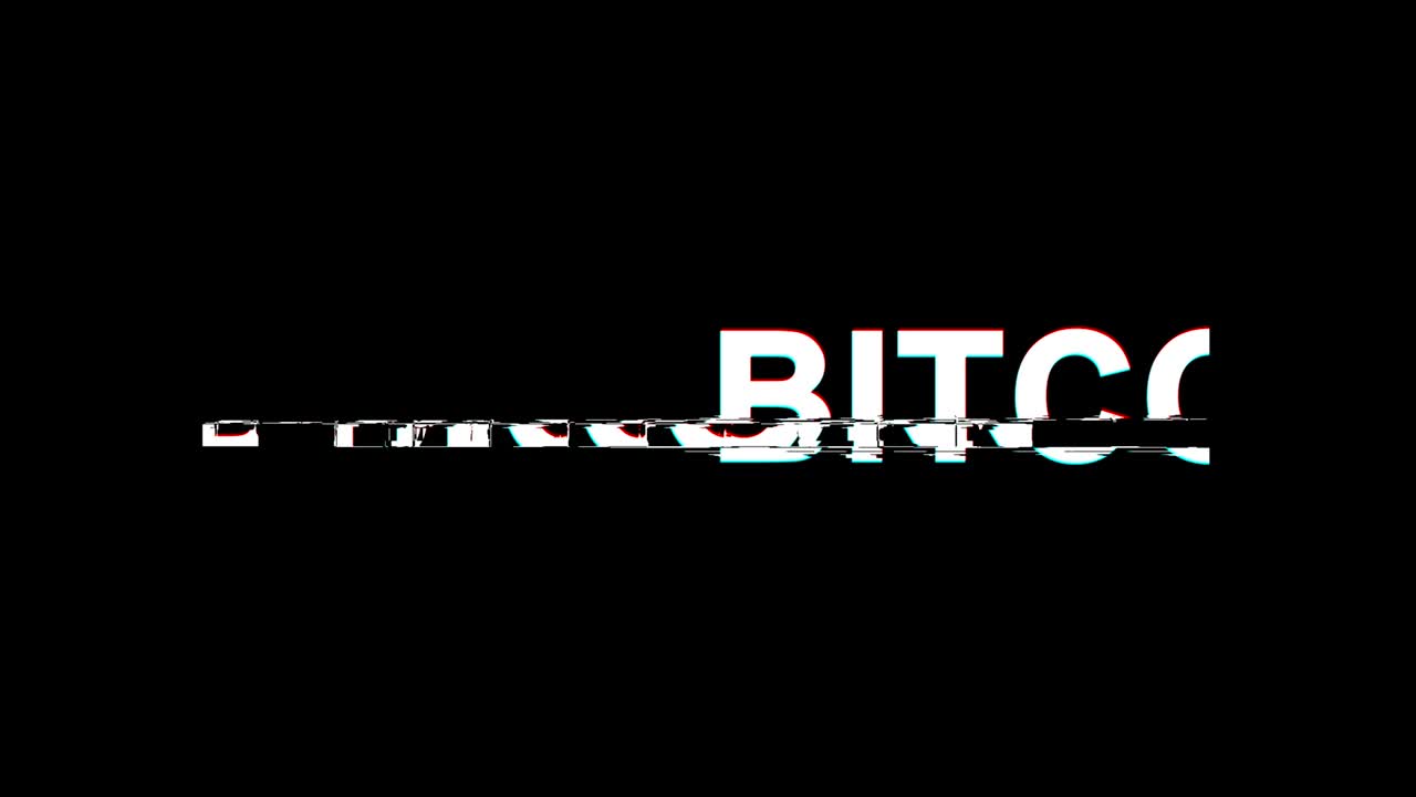 BITCOIN Testo Effetto Glitch Distorsione TV Digitale Animazione in Loop 4K