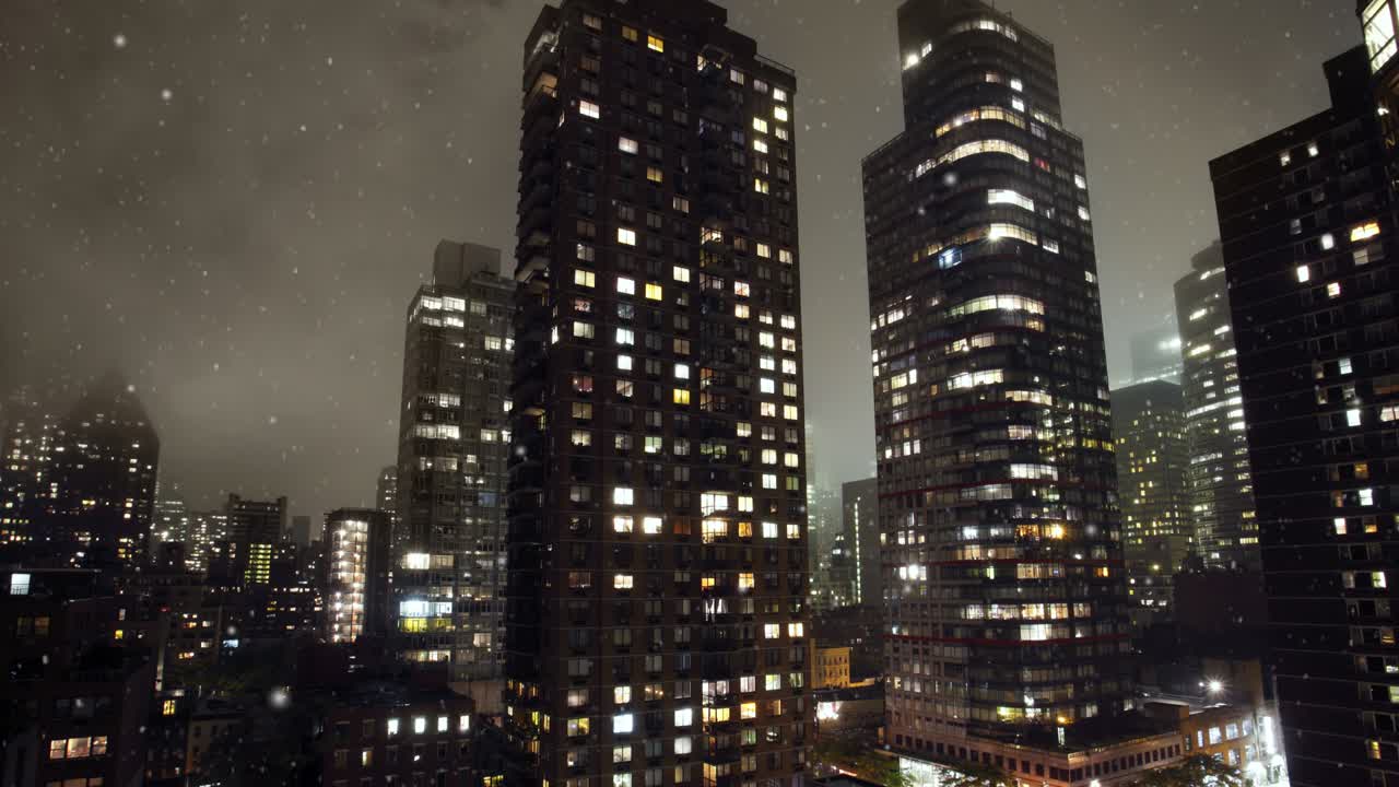 edificios de la ciudad de nueva york en invierno