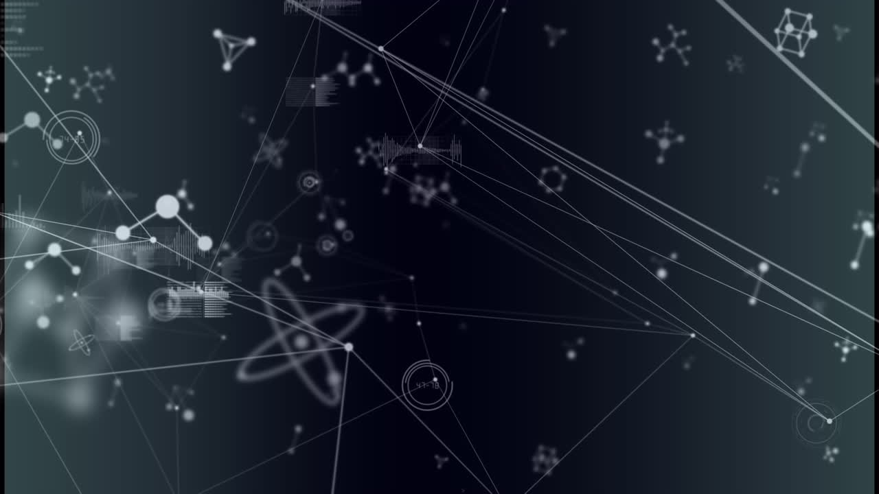 animación de moléculas y red de conexiones